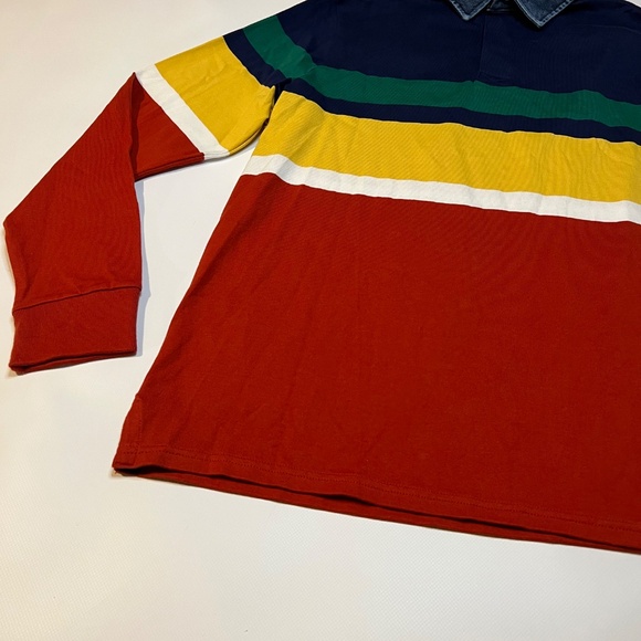 Marks & Spencer M&S Sweater Top Mens Retro Colorblock Striped Cotton Denim - Picture 2 of 16